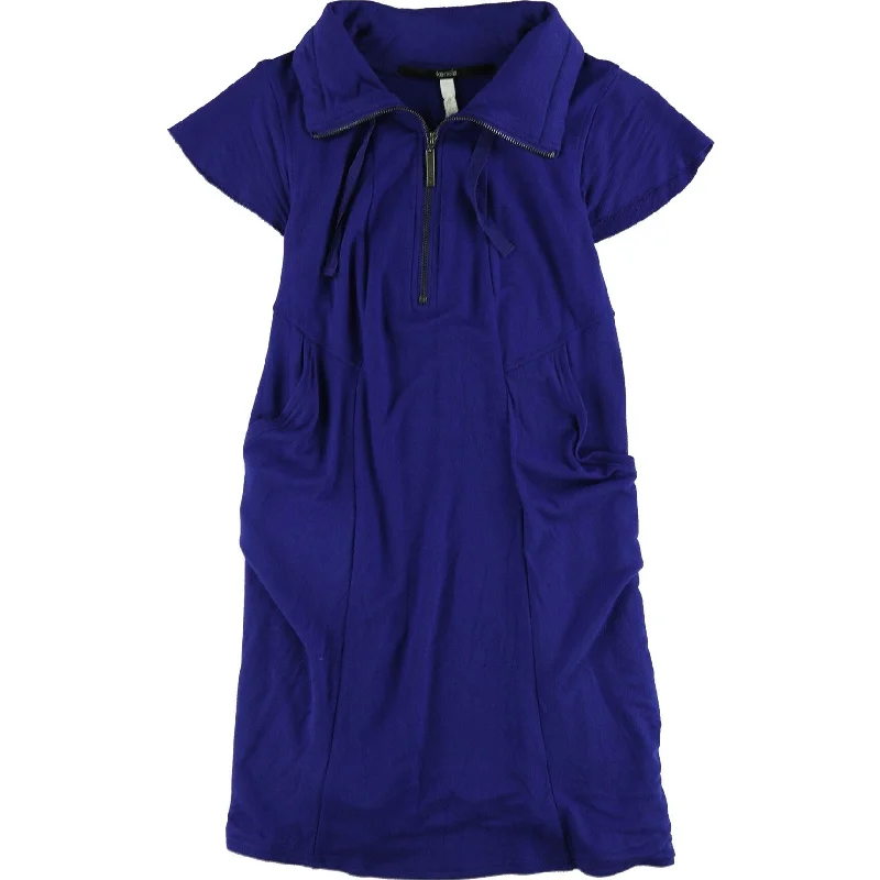 Design sense Kensie Womens Terry Jersey Dress, Blue, Small