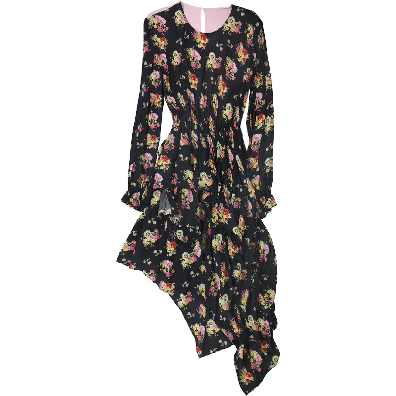 Effortless Style Preen Womens Floral Maxi Asymmetrical Dress, Black, Medium