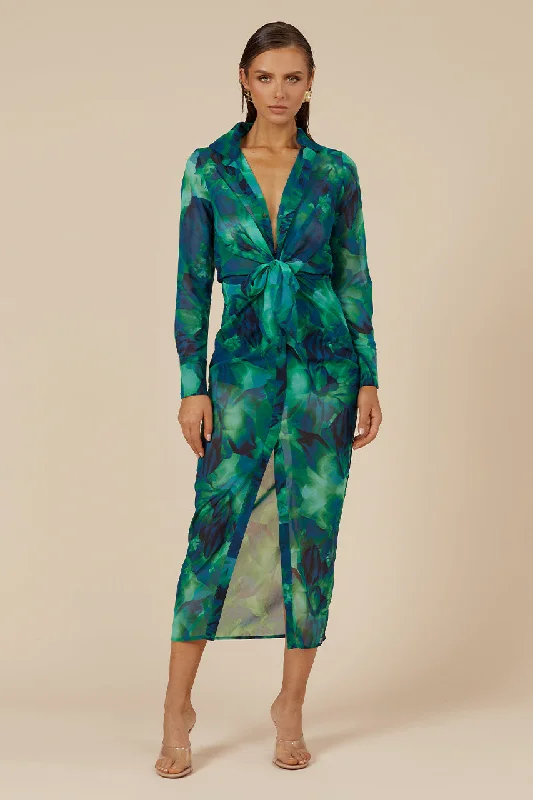 Comfy Pants Calista Shirt Dress - Green