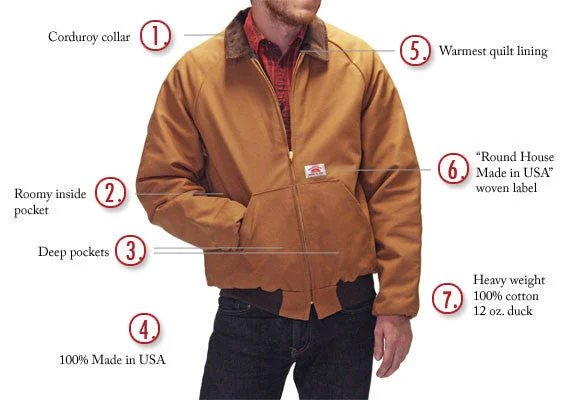 Round neck design NO LONGER MADE #1830 American Made Jacket Brown Duck Traditional 12 oz. Jacket Made in USA
