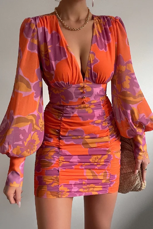 Street Fashion Elle Mini Dress - Orchid Orange