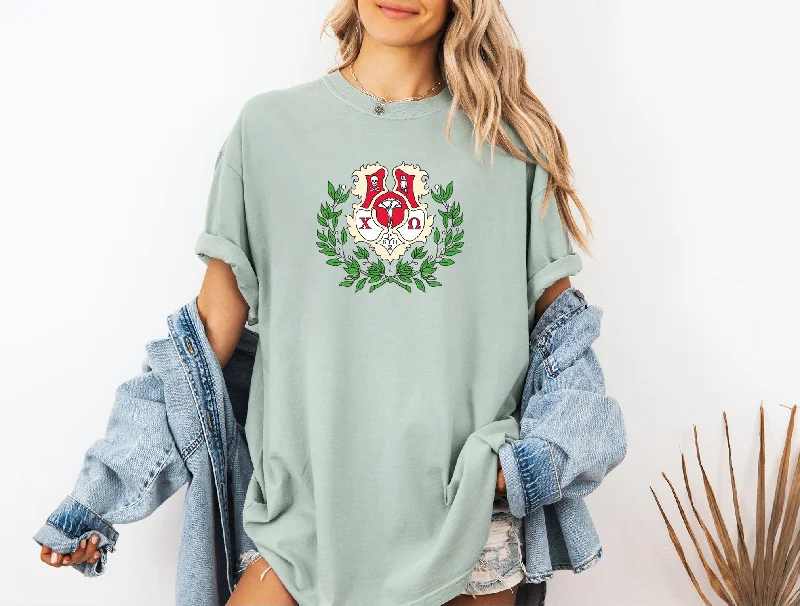 Chi Omega Heavyweight Short Sleeve T-shirt - Crest Tee
