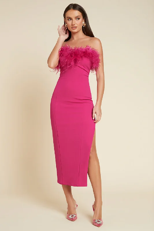 High Street Style VALENTINA MIDI DRESS - FUCHSIA