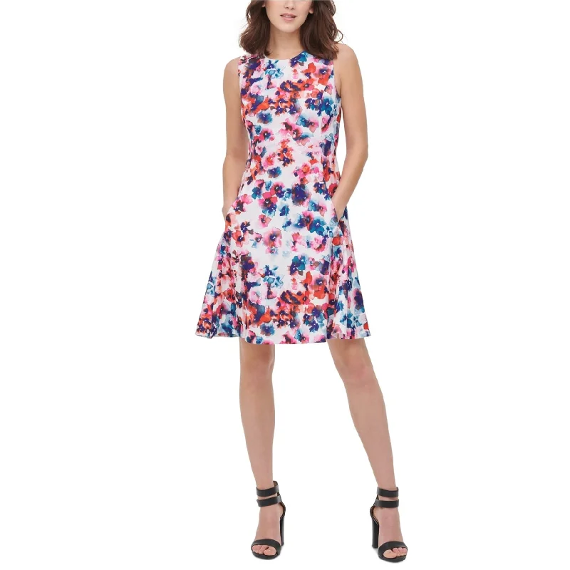 British casual Dkny Womens Floral Fit & Flare Dress