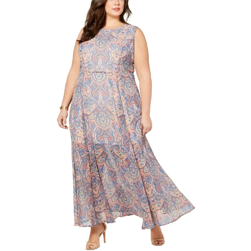 Simple Matching Tommy Hilfiger Womens Paisley Maxi Dress, Orange, 18W