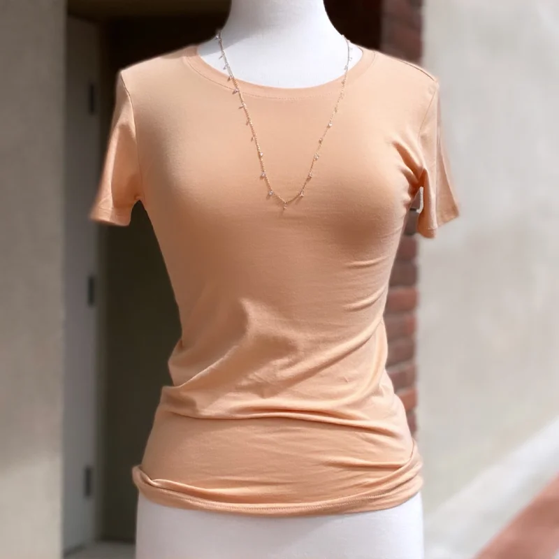 Sports outdoor style Back To Basic Crew Neck Top Peach