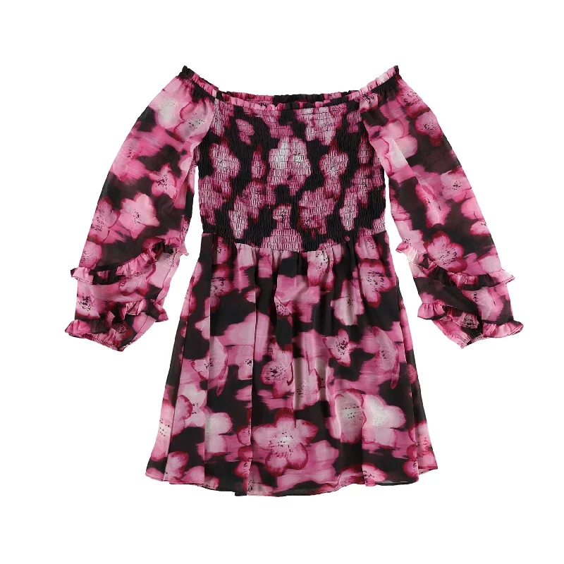 Preview New Products bar III Womens Smock Bodice Mini Off-Shoulder Dress, Pink, Medium