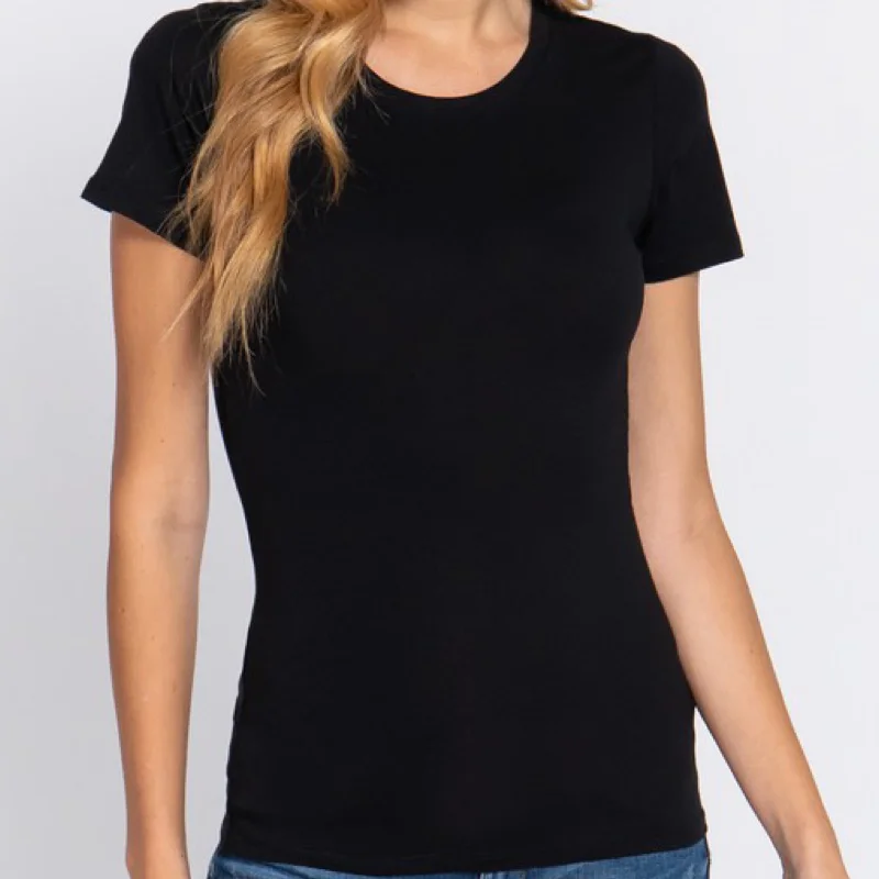 Personalized print Back To Basic Crew Neck Top Black