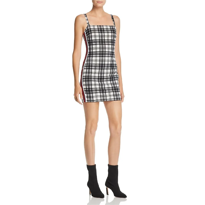 Extra long version Sunset & Spring Womens Plaid Cocktail Dress, Black, Small