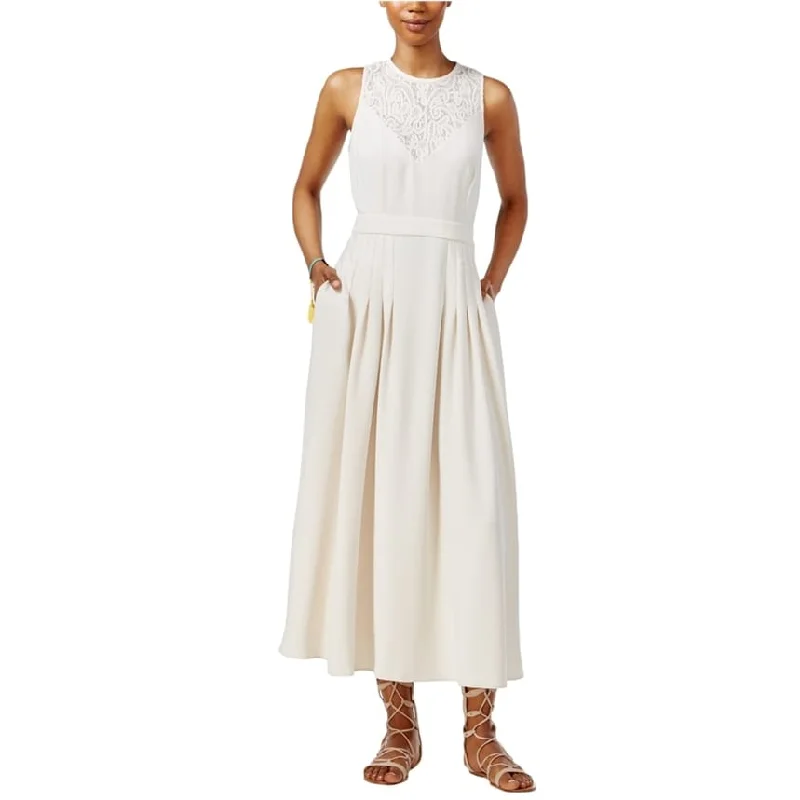 Summer Comfort Rachel Roy Womens Pleated Lace Maxi Dress, White, 4
