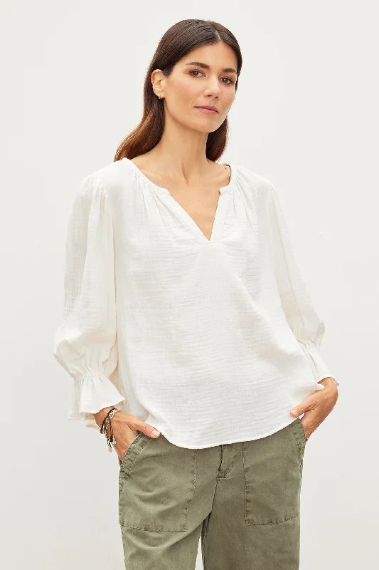Advanced Customization MILLY COTTON GAUZE PEASANT TOP