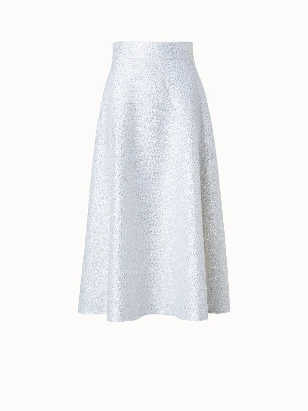 Versatile Wear Wool Blend Sequins Flared Midi Skirt