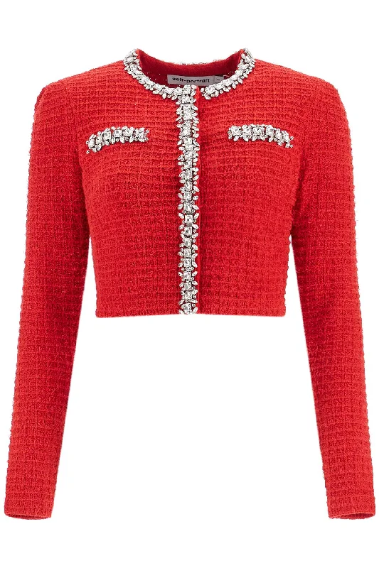Stylish Ease Self Portrait Short Cardigan With Crystals