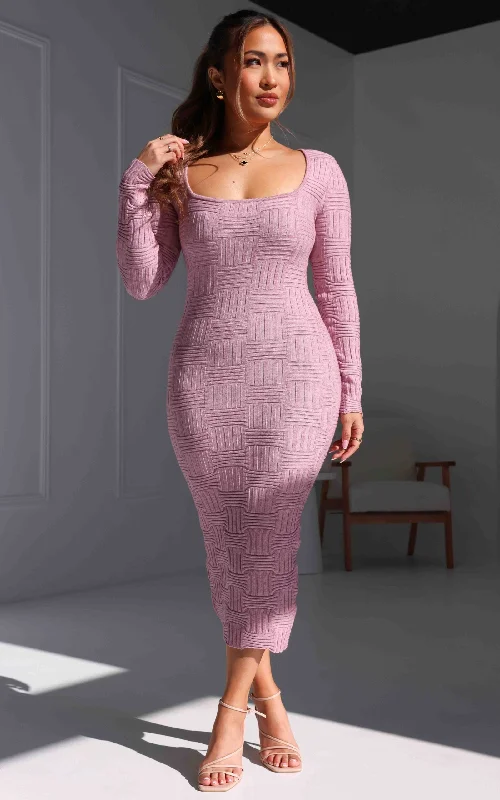 Romantic Temperament Miya Knit Midi Dress - Pink Marle