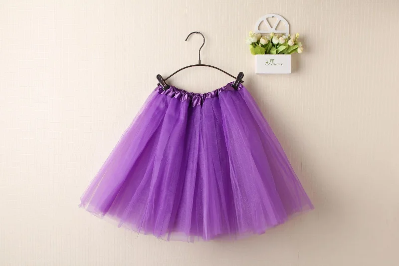 Dynamic Fashion New Adults Tulle Tutu Skirt Dressup Party Costume Ballet Womens Girls Dance Wear, Purple, Kids