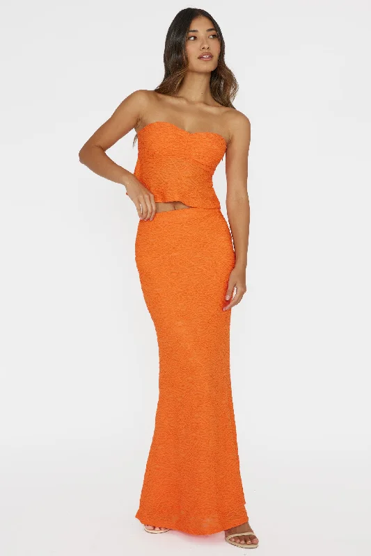 Must-have For Autumn And Winter Chat Me Up Embellished Maxi Skirt Tangerine