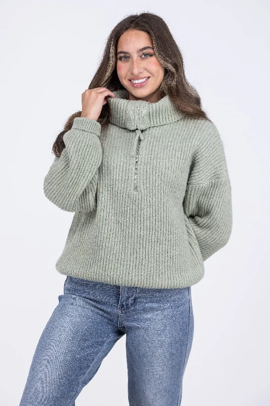Breezy Style Irreplaceable You Women's Brushed Knit Half Zip Sweater