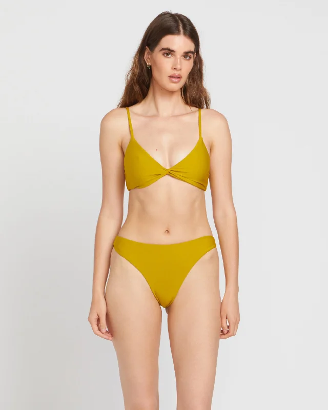 British Style Simply Seamless Vneck Top - Moss