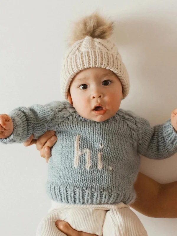 Sports Style Hi. Crew Neck Knit Sweater, Surf