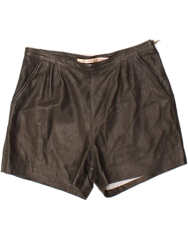 Fashionable and versatile PARIGI SOIR Womens Leather Shorts W30 Medium Brown Leather