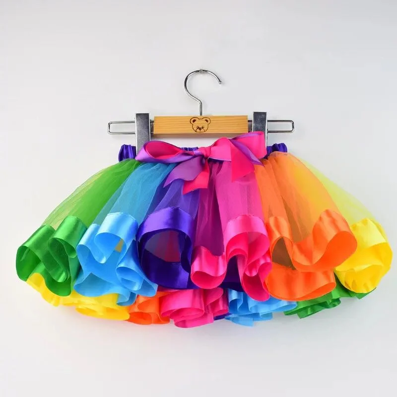 Retro Lace Fabric New Adults Tulle Tutu Skirt Dressup Party Costume Ballet Womens Girls Dance Wear, Rainbow_B, Adults