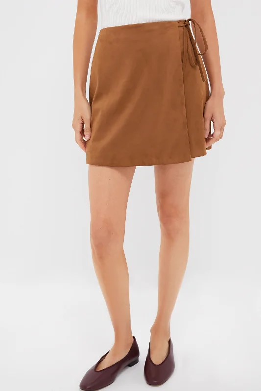 Sexy Fun Brown Suede Marbella Mini Tie Skirt