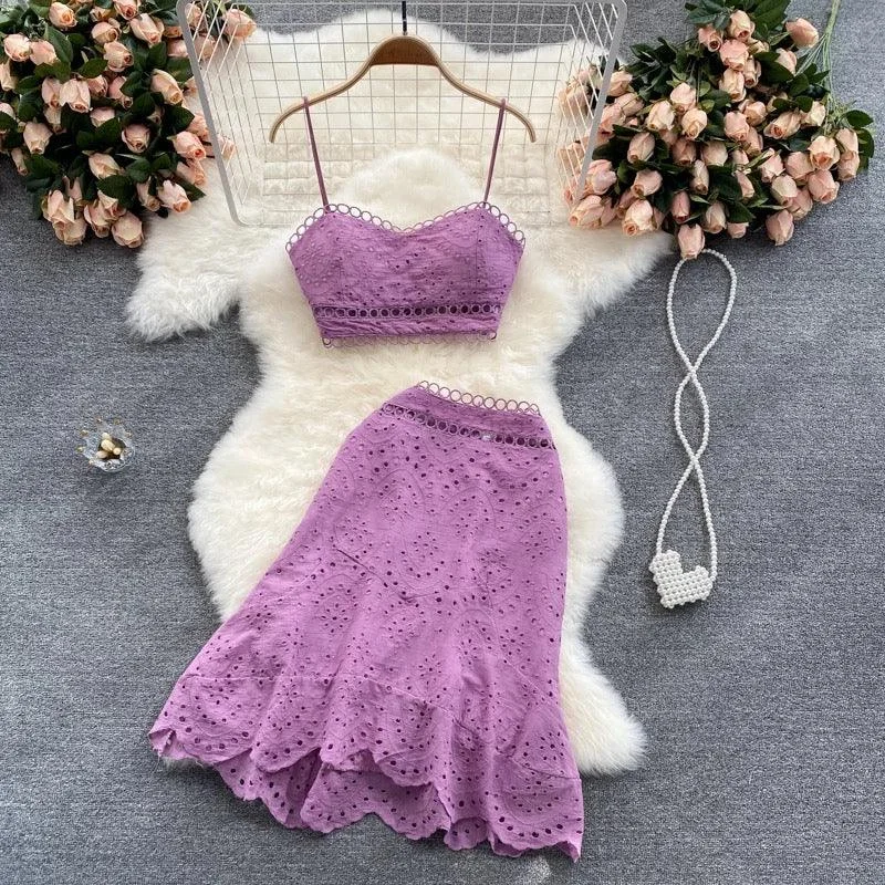 High-end Wear Winnie Eyelet Coord Set