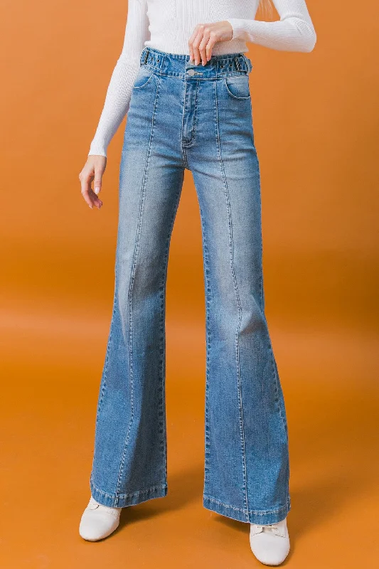 Easy Chic Flying Tomato Women's Jeans Side Buckle Detail At Waist Ba