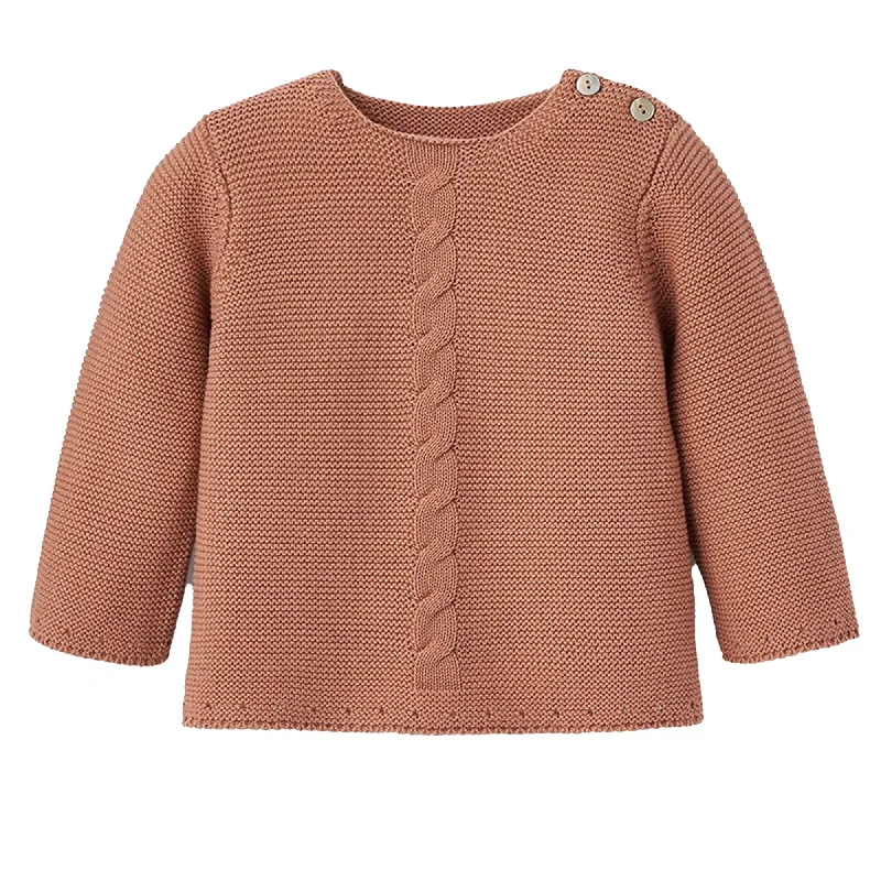 Casual Comfort Cable Garter Knit Sweater, Rust