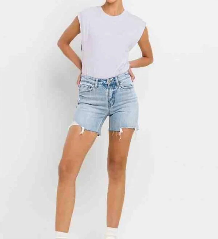 Classic Series Paisley High Rise Midi Short In Blue