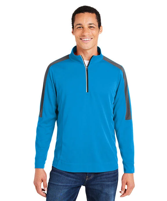 Easygoing Style CE404 - Core 365 Mens Market Snag Protect Mesh Colorblock Quarter-Zip | Electric Blue/Carbon
