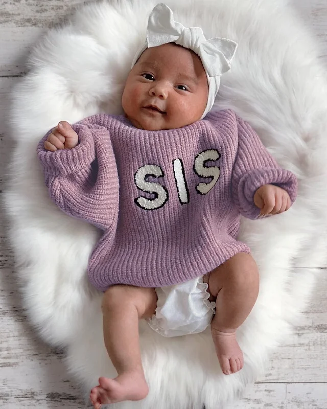 Personalized Design Sis Knit Sweater, Lavender