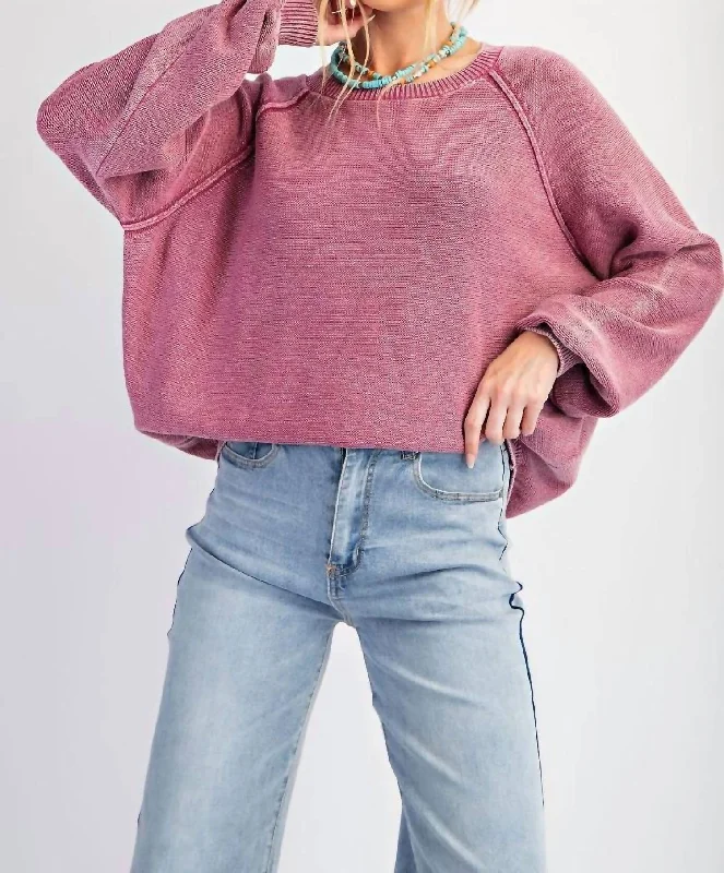 Classic Series Mineral Washed Sweater In Orchid