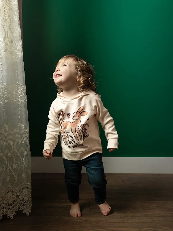 British Fashion Organic Printed Raglan Hoodie, Doe-a-Deer