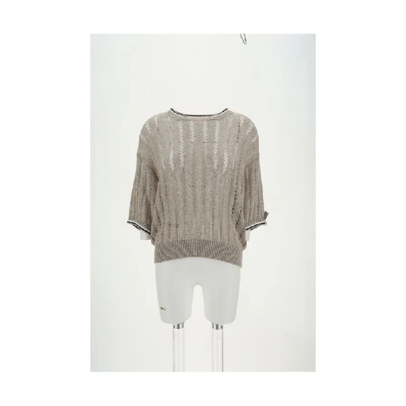 Classic Style Brunello Cucinelli Openwork knit pattern Sweater with Women's sequins