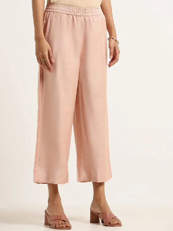 Urban Fashion Zuba Peach Plain Palazzos