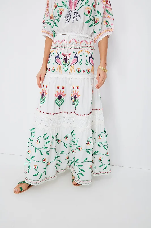 Comfortable Series Summer Garden Embroidered Maxi Skirt