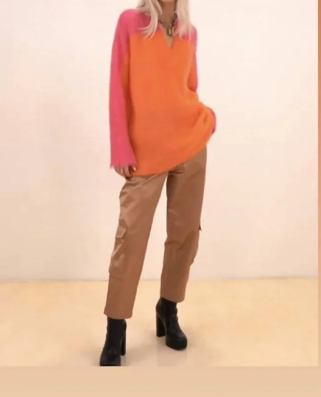 Loose Fit Mohair Sweater In Orange
