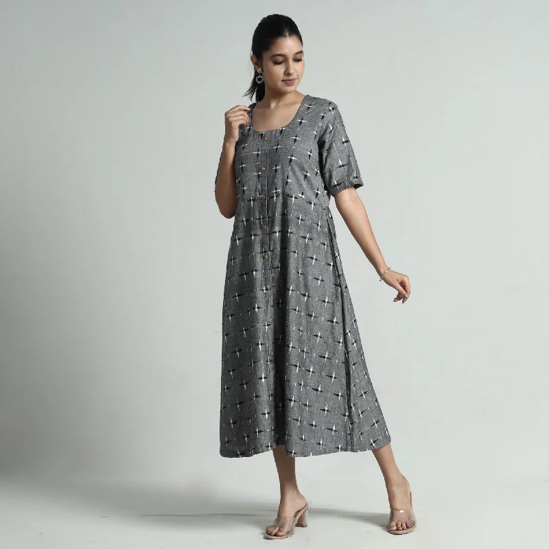 Personalized Clothing Grey - Pochampally Double Ikat Weave Cotton Dress