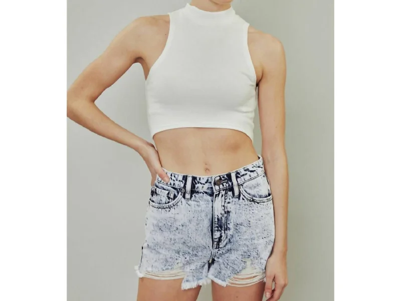 Simple Comfort High Rise Mom Shorts In Acid Wash