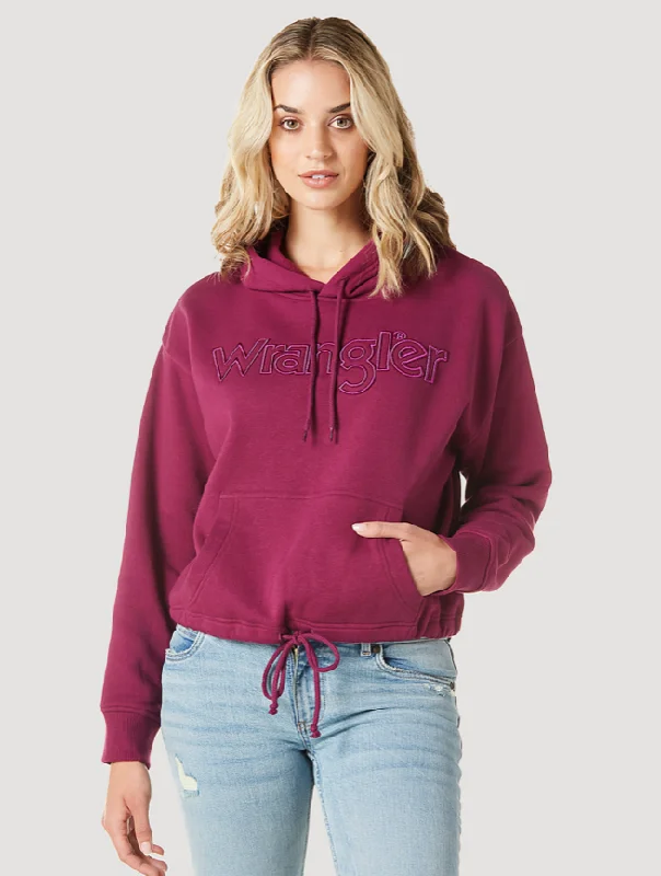 Design Trend LADIES WRANGLER FUSHIA CROPPED HOODIE