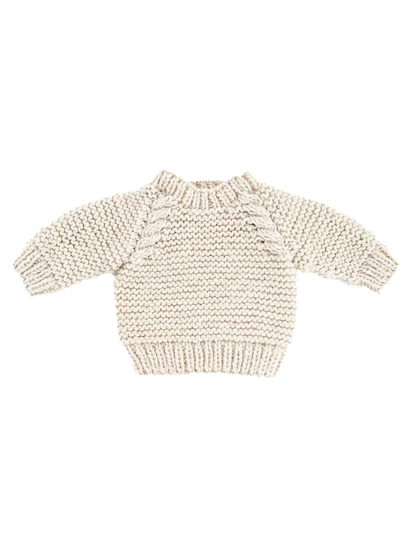 Fashion Comfort Crew Neck Garter Stitch Sweater, Natural