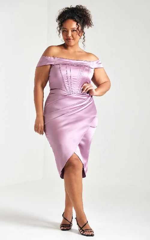 Timeless Comfort Regal Dress - Mauve Satin