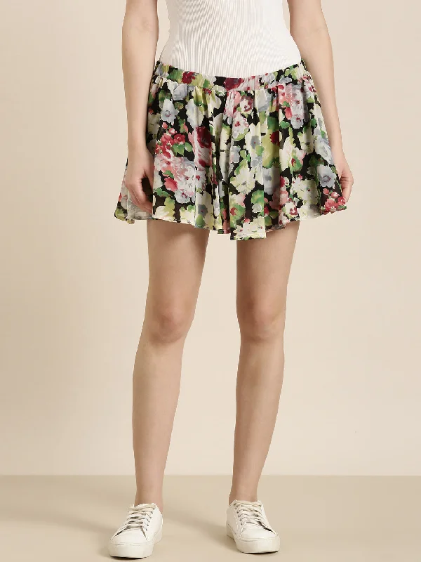Unique Fashion Women Multi Printed Flared Skirt