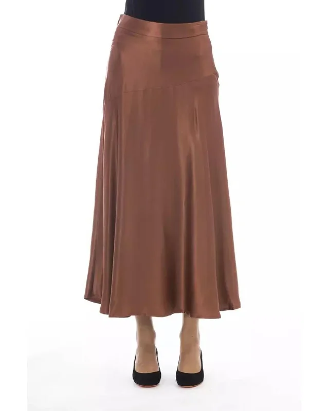 Simple Style Alpha Studio Women's Brown Viscose Skirt - W42 US