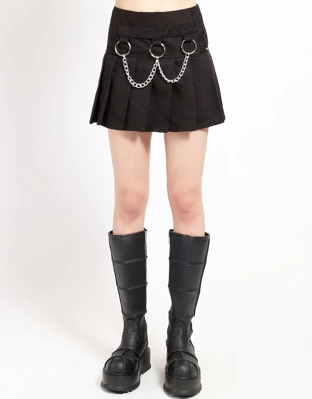 Eye-catching Personality MARY CHAIN PLEATED SKIRT BLACK