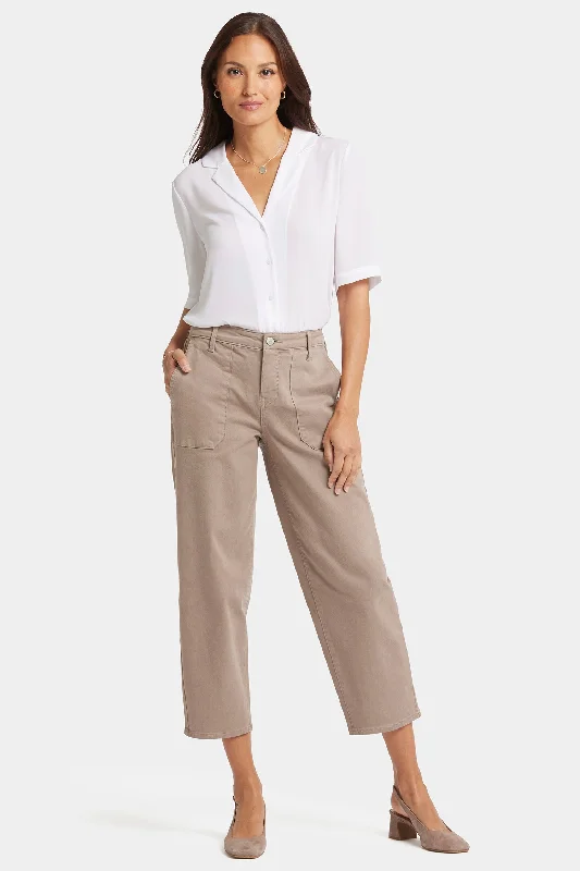 Floral Prints Relaxed Utility Ankle Jeans - Country Oak