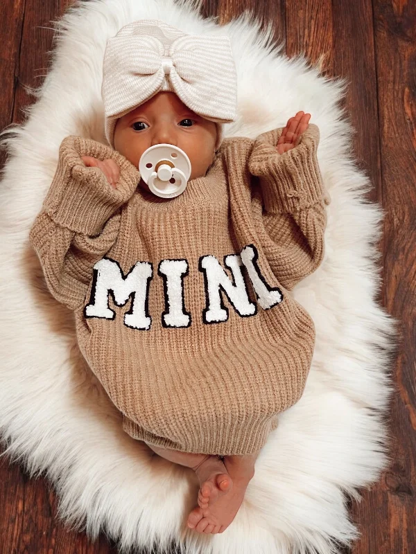 Embroidery Design Mini Knit Sweater, Rustic