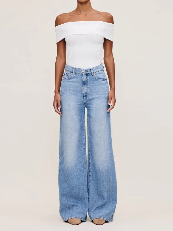 High waist design Hepburn Wide Leg Jean - River Bank