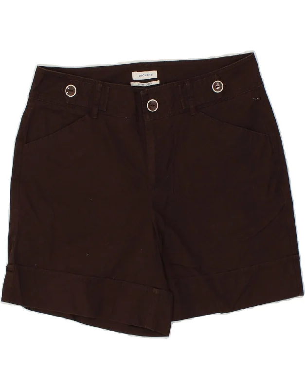 High-waisted pants style DOCKERS Womens Curvy Mid Rise Chino Shorts US 6 Medium W30 Brown Cotton